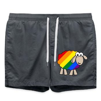 Regenbogen Schaf - Badeshorts - Anthrazit - Vorne - AI Model Male 185 light (185cm)
