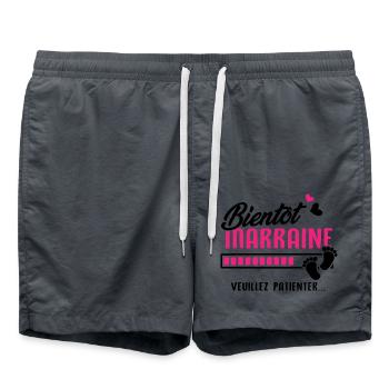 Bientôt marraine veuillez patienter - Short de bain - charbon - Devant - AI Model Male 185 light (185cm)