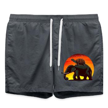 Elephant Turtle Sunset Design - Swim Trunks - anthracite - Front - AI Model Male 185 light (185cm)