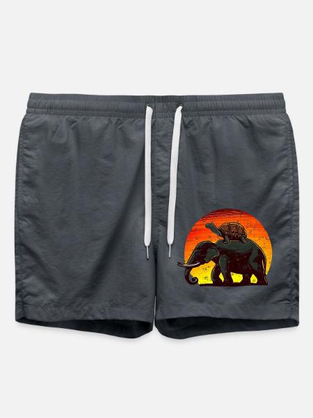 Elephant Turtle Sunset Design - Swim Trunks - anthracite
