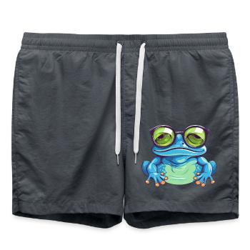 Mignonne grenouille avec des lunettes – Nerdy - Short de bain - charbon - Devant - AI Model Male 185 light (185cm)