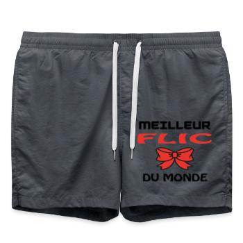 BEST COP IN THE WORLD - Swim Trunks - anthracite - Front - AI Model Male 185 light (185cm)