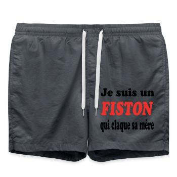 JE SUIS UN FISTON QUI CLAQUE SA MERE - Short de bain - charbon - Devant - AI Model Male 185 light (185cm)