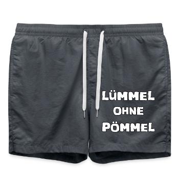 Lümmel ohne Pömmel Nur für freche Katzen Spruch - Badeshorts - Anthrazit - Vorne - AI Model Male 185 light (185cm)