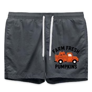 Farm Fresh Pumpkins - Kürbis Herbst Auto Vintage - Badeshorts - Anthrazit - Vorne - AI Model Male 185 light (185cm)