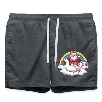 Gans Weihnachtsmann Regenbogen - Badeshorts - Anthrazit - Vorne - AI Model Male 185 light (185cm)