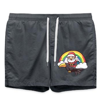 Toucan Bird Santa Claus Rainbow - Swim Trunks - anthracite - Front - AI Model Male 185 light (185cm)