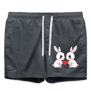 Hase Paar Verliebt Ostern Valentinstag - Badeshorts - Anthrazit - Vorne - AI Model Male 185 light (185cm)