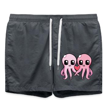 Octopus Couple Valentine's Day - Swim Trunks - anthracite - Front - AI Model Male 185 light (185cm)