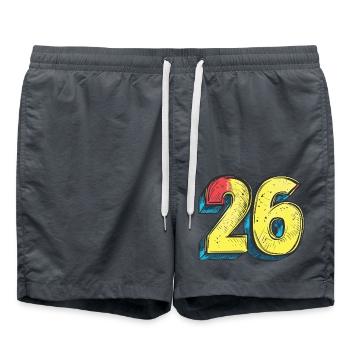 26 Zahl symbol - Badeshorts - Anthrazit - Vorne - AI Model Male 185 light (185cm)