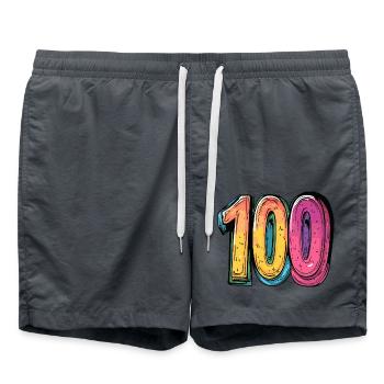 100 Number Symbol - Swim Trunks - anthracite - Front - AI Model Male 185 light (185cm)