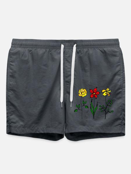 Blumen - Badeshorts - Anthrazit