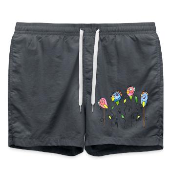 Blumen - Badeshorts - Anthrazit - Vorne - AI Model Male 185 light (185cm)