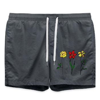 Blumen - Badeshorts - Anthrazit - Vorne - AI Model Male 185 light (185cm)