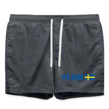 Support Team Sweden - Swim Trunks - anthracite - Front - AI Model Male 185 light (185cm)