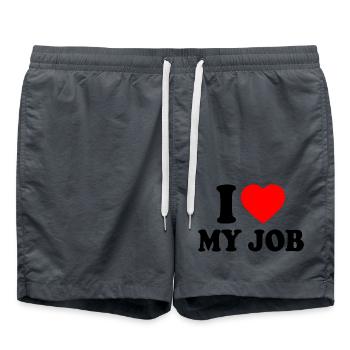 I love my job - Short de bain - charbon - Devant - AI Model Male 185 light (185cm)