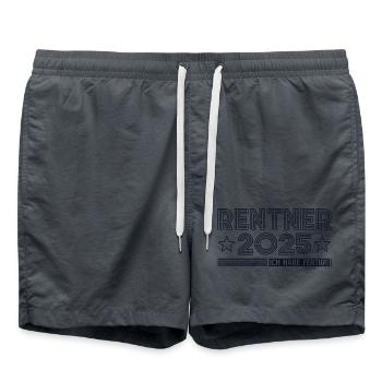 Rentner 2025 Rente Ruhestand Geschenk - Badeshorts - Anthrazit - Vorne - AI Model Male 185 light (185cm)