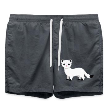 Cute curious ermine minimalist style - Swim Trunks - anthracite - Front - AI Model Male 185 light (185cm)