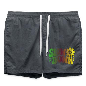 Slow Down Yoga Achtsamkeit und Ruhe - Badeshorts - Anthrazit - Vorne - AI Model Male 185 light (185cm)