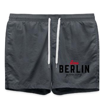 Berlin Germany Fan Flag Design T Shirt - Swim Trunks - anthracite - Front - AI Model Male 185 light (185cm)