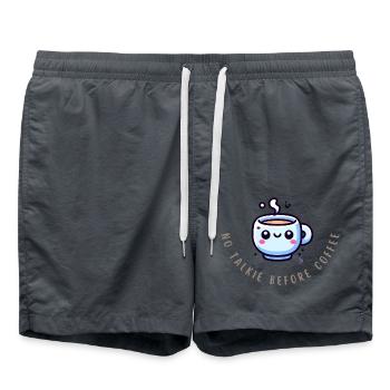 Coffee First – Witziges Kaffee Shirt - Badeshorts - Anthrazit - Vorne - AI Model Male 185 light (185cm)