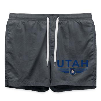 Utah Fan T-Shirt – Nature & Freedom - Swim Trunks - anthracite - Front - AI Model Male 185 light (185cm)