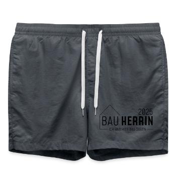 Bauherrin 2025 - Ich habe hier das sagen - Badeshorts - Anthrazit - Vorne - AI Model Male 185 light (185cm)