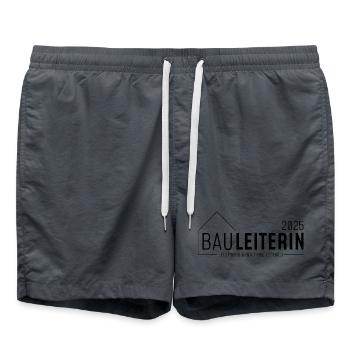 Bauleiter 2025 - Jetzt wird genau hingeschaut - Badeshorts - Anthrazit - Vorne - AI Model Male 185 light (185cm)