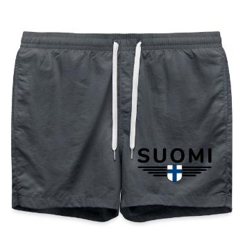 Conception de t-shirts en Finlande – Nordic Style & Nature - Short de bain - charbon - Devant - AI Model Male 185 light (185cm)