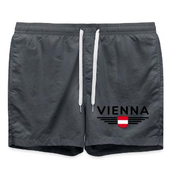 Wien Österreich Flagge T Shirt Outfit Design - Badeshorts - Anthrazit - Vorne - AI Model Male 185 light (185cm)