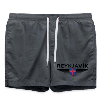 T-shirt Reykjavík – La ville des aurores boréales - Short de bain - charbon - Devant - AI Model Male 185 light (185cm)