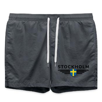 Stockholm T-Shirt for Fans and Travelers - Swim Trunks - anthracite - Front - AI Model Male 185 light (185cm)