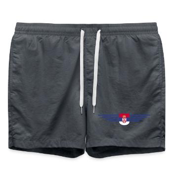 Design Serbie – Fierté et passion - Short de bain - charbon - Devant - AI Model Male 185 light (185cm)