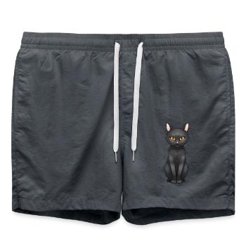 Chat noir mignon chat style bande dessinée - Short de bain - charbon - Devant - AI Model Male 185 light (185cm)
