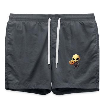 Halloween Alien mit Kürbis - Badeshorts - Anthrazit - Vorne - AI Model Male 185 light (185cm)