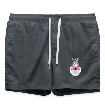 Lustiger Hamster mit rosa Donuts und Schleife - Badeshorts - Anthrazit - Vorne - AI Model Male 185 light (185cm)