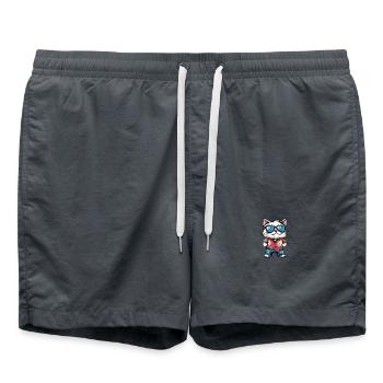 Katze Comic Cool Sommer - Badeshorts - Anthrazit - Vorne - AI Model Male 185 light (185cm)
