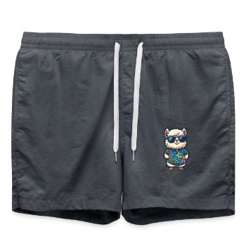 Alpaca Llama Comic Holiday - Swim Trunks - anthracite - Front - AI Model Male 185 light (185cm)