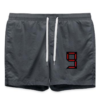 9 YEARS. 9th ANNIVERSARY. BIRTHDAY 9 YEARS. 9 - Swim Trunks - anthracite - Front - AI Model Male 185 light (185cm)