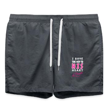 I have the key to his heart - Swim Trunks - anthracite - Front - AI Model Male 185 light (185cm)