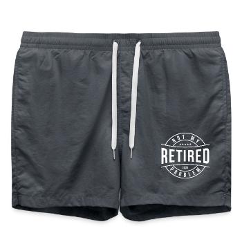 Retired Not My Problem 2025 Design - Swim Trunks - anthracite - Front - AI Model Male 185 light (185cm)