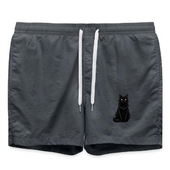 Mystische schwarze  Katze Geschenk Katzenliebhaber - Badeshorts - Anthrazit - Vorne - AI Model Male 185 light (185cm)