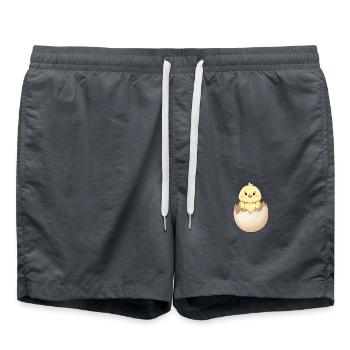 Poussin kawaii mignon, éclosion de la coquille d’œuf - Short de bain - charbon - Devant - AI Model Male 185 light (185cm)
