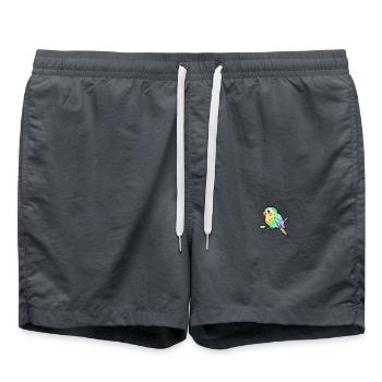 Colorful budgie in watercolor style - Swim Trunks - anthracite - Front - AI Model Male 185 light (185cm)