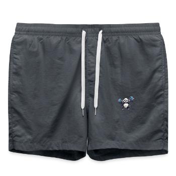 Panda Hantel Workout – Kraftvolles Fitnessdesign - Badeshorts - Anthrazit - Vorne - AI Model Male 185 light (185cm)