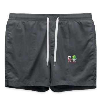 Grüner Alien & Astronaut: Bro Fist im Weltraum - Badeshorts - Anthrazit - Vorne - AI Model Male 185 light (185cm)
