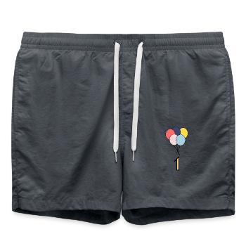 1. 1 JAHR. 1-JÄHRIGES JUBILÄUM. GEBURTSTAG 1 JAHR - Badeshorts - Anthrazit - Vorne - AI Model Male 185 light (185cm)
