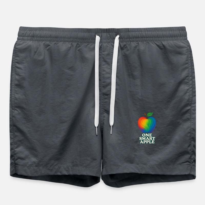 Colorful apple with headline "One Smart Apple" - Swim Trunks - anthracite
