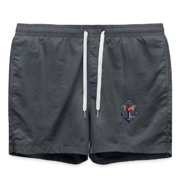 Anker Symbol Herz - Badeshorts - Anthrazit - Vorne - AI Model Male 185 light (185cm)