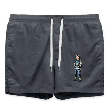 Firefighter - Profession Design Sticker - Swim Trunks - anthracite - Front - AI Model Male 185 light (185cm)